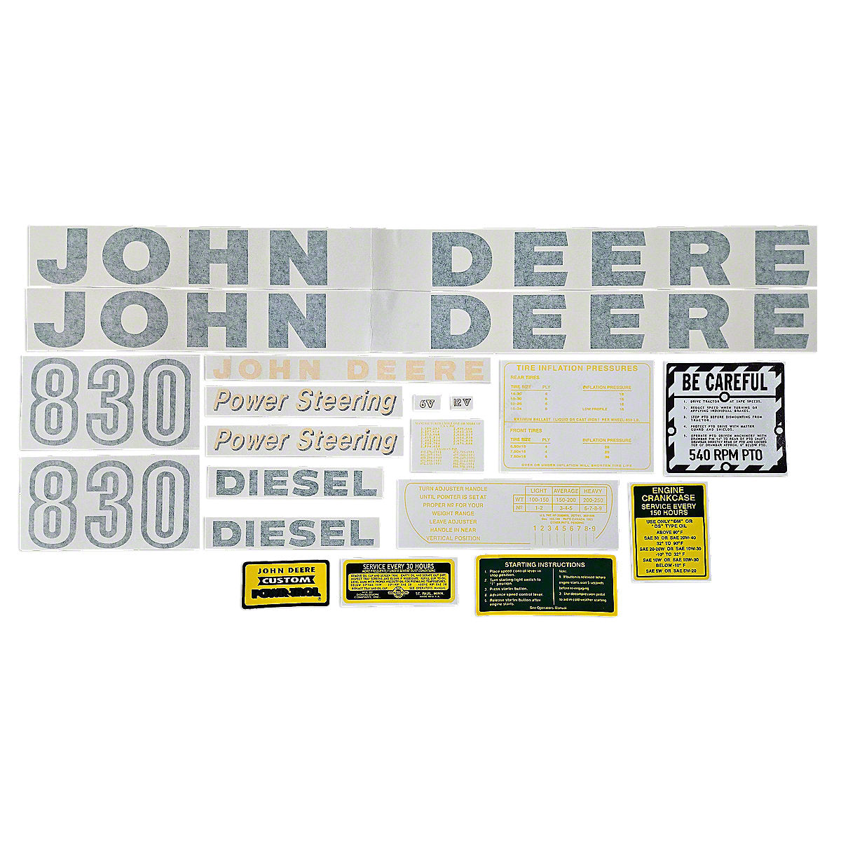 Vinyl Cut Decal Set (1959) Fits John Deere 830 2cyl Tractors | VJD157