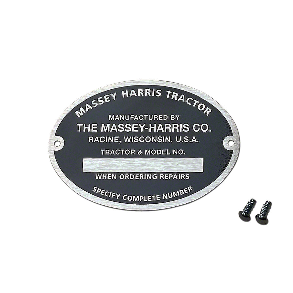 Serial Number Tag w/ Rivets (2 Rivet Holes) -Fits  Massey 22 30 44 55 Tractor