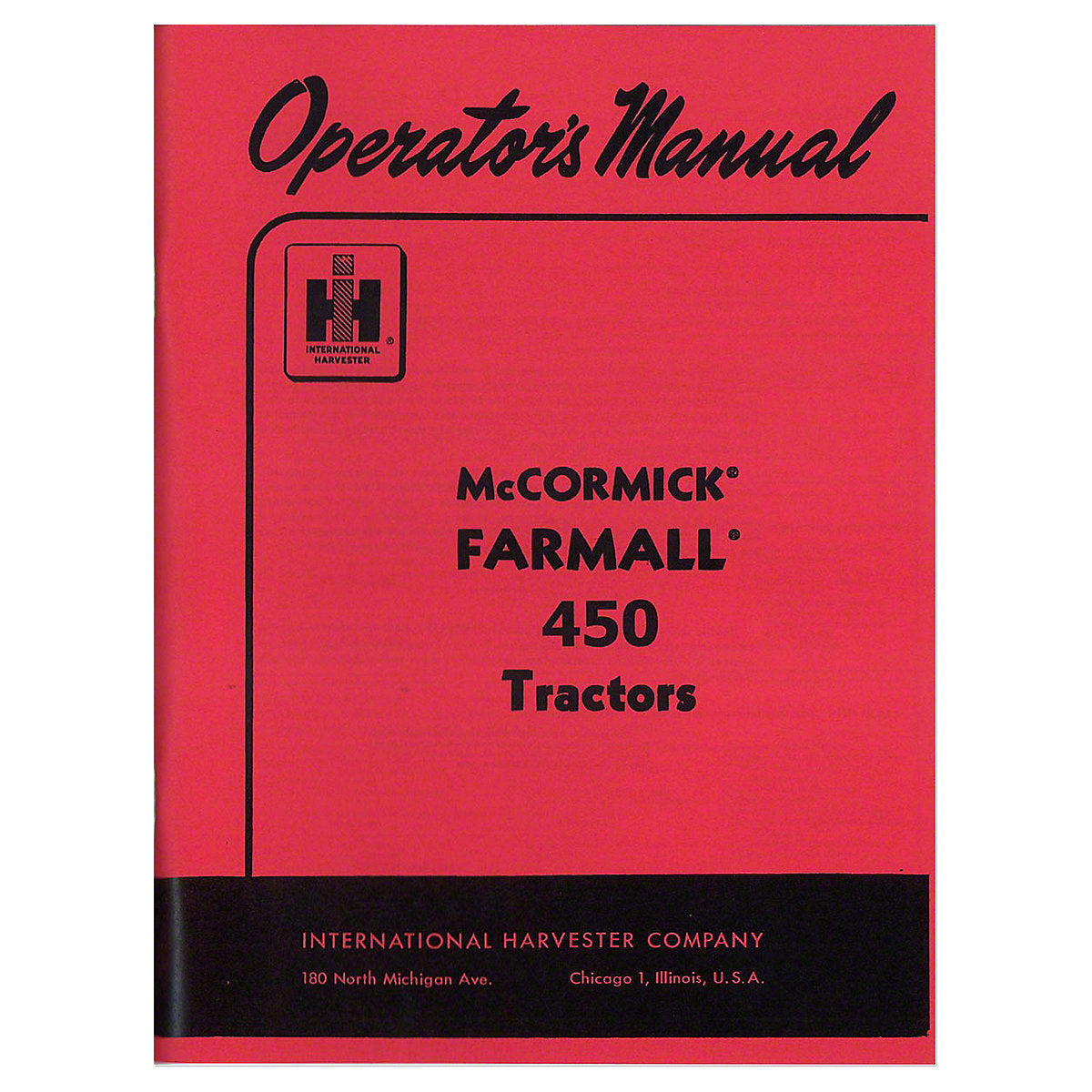 Operators Manual Reprint For Farmall 450 Tractor