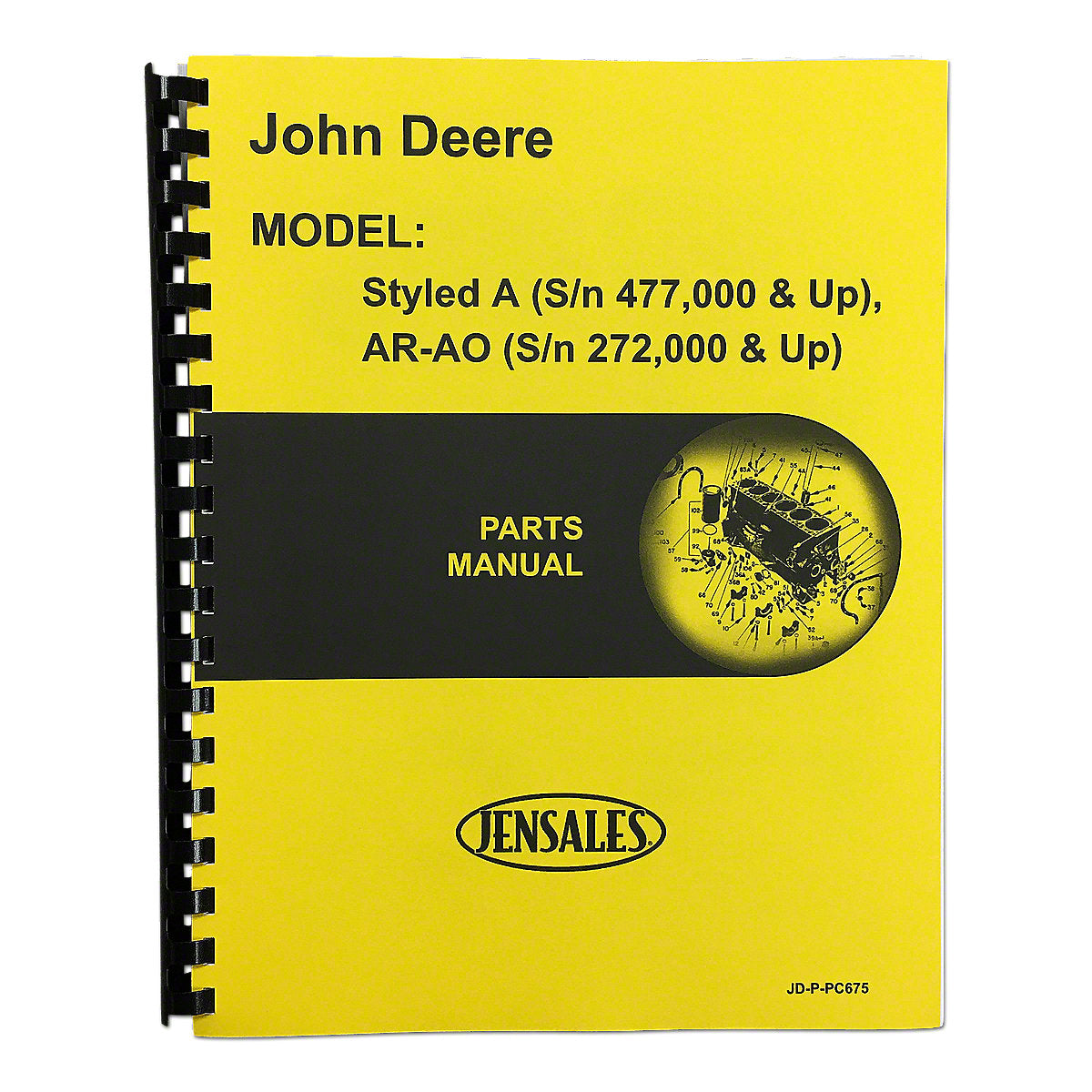 PC675 Parts Manual Reprints Fits John Deere Tractor Styled A  AO AR