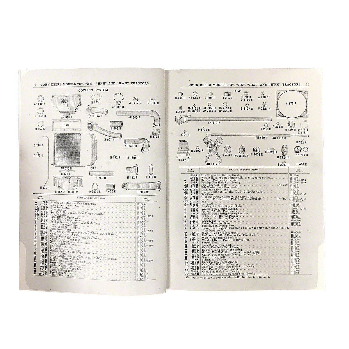 Repair Parts Catalog For John Deere H Tractor