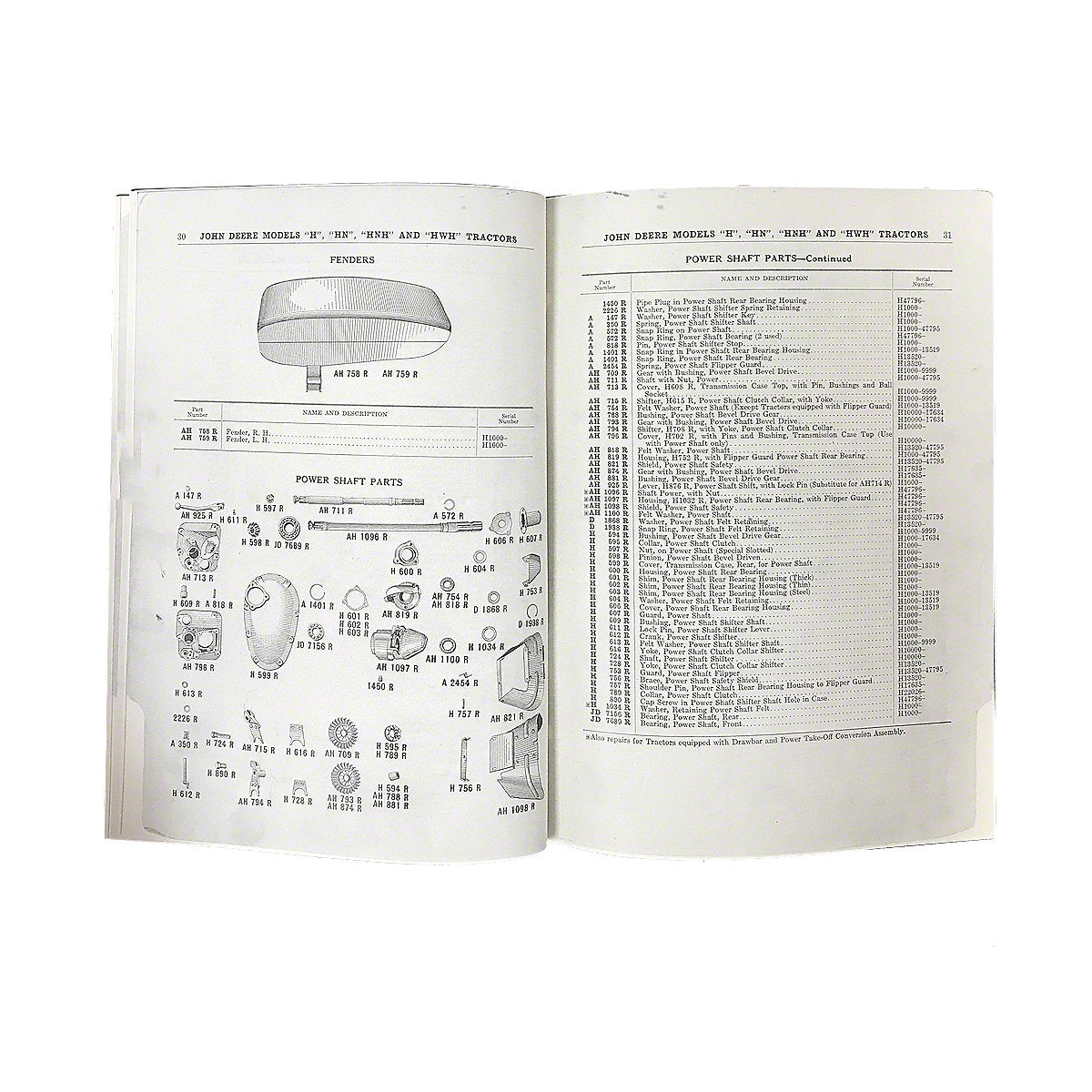 Repair Parts Catalog For John Deere H Tractor
