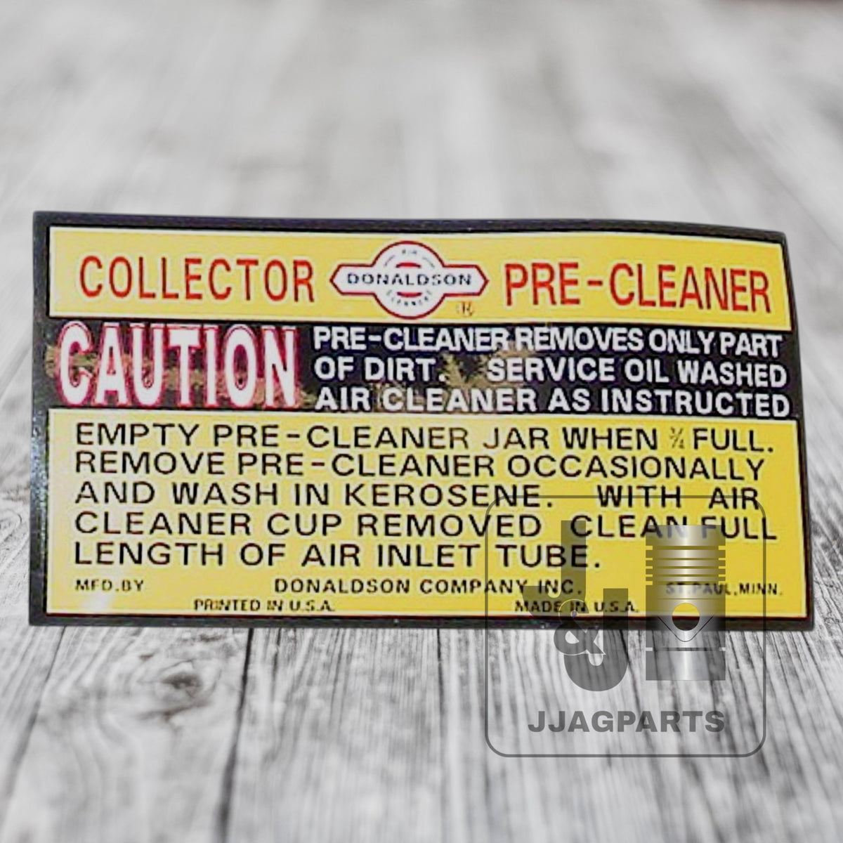 Pre-cleaner Collectors Decal fits Massey Harris Tractor