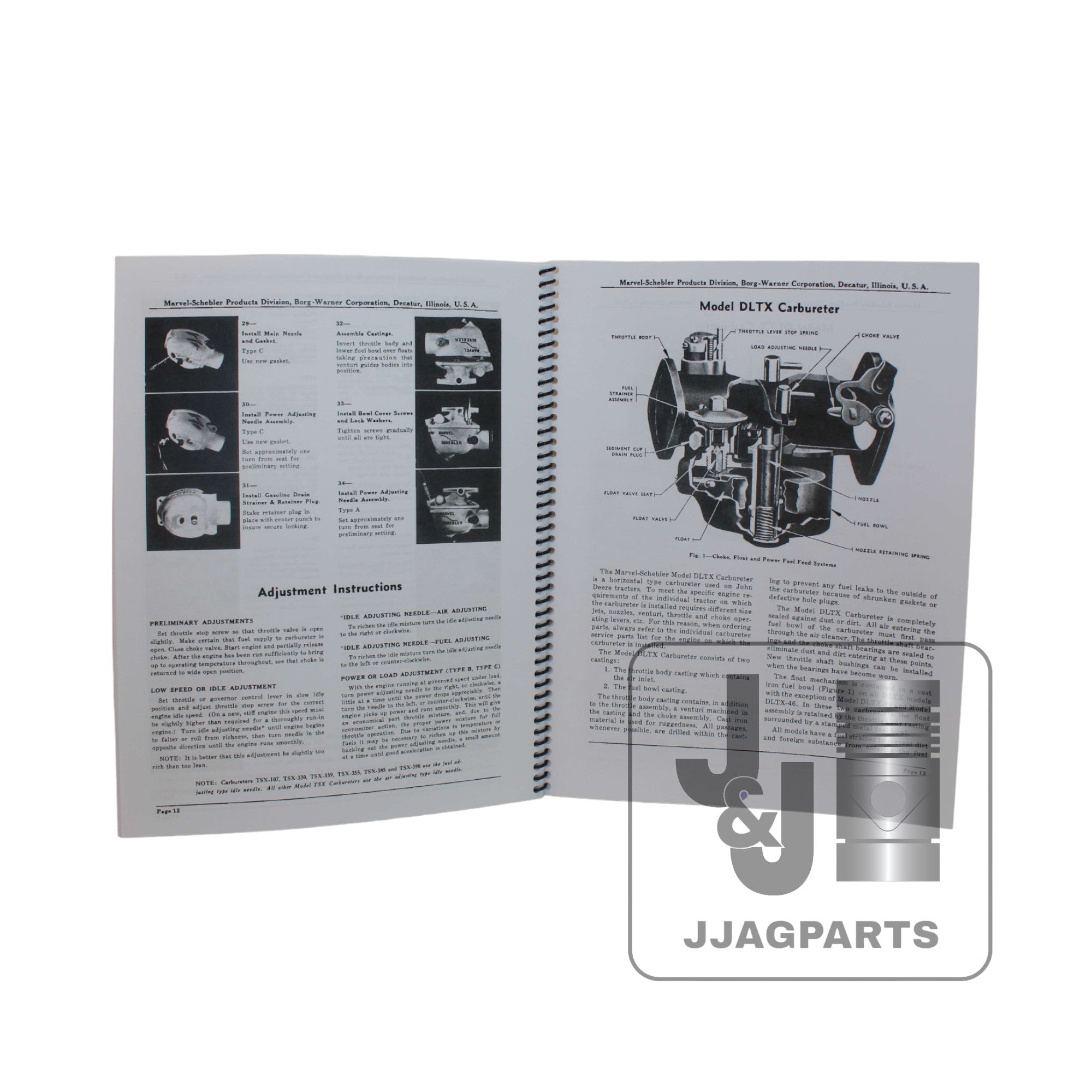 Marvel Schebler TSX & DLTX Carburetor Service Manual fits Massey Tractor