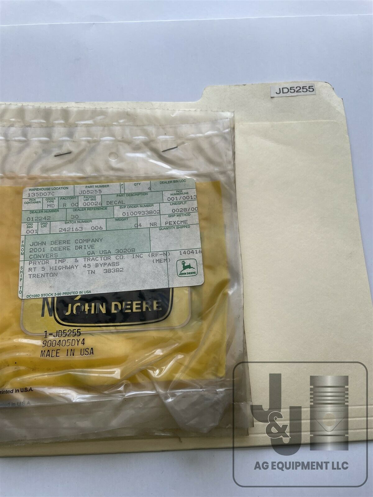 OEM John Deere Safety Sign Label JD5255