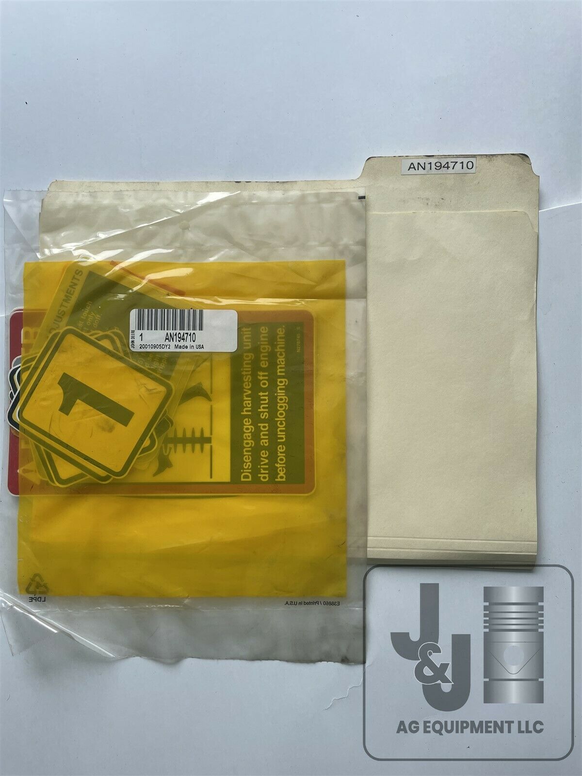 OEM John Deere Picking Unit Label Kit AN194710 9960 9965 Picking Unit